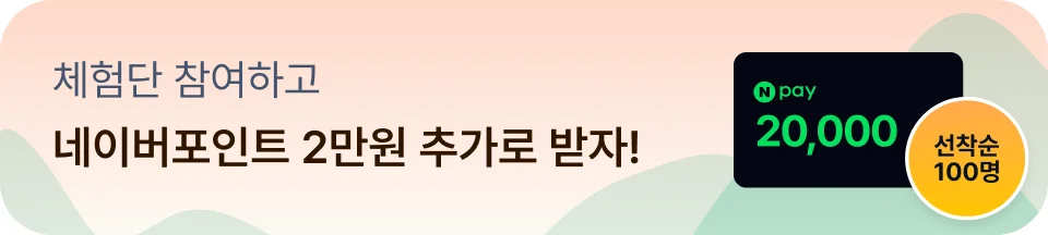 체험단 참여하고 네이버포인트 2만원 추가로 받자